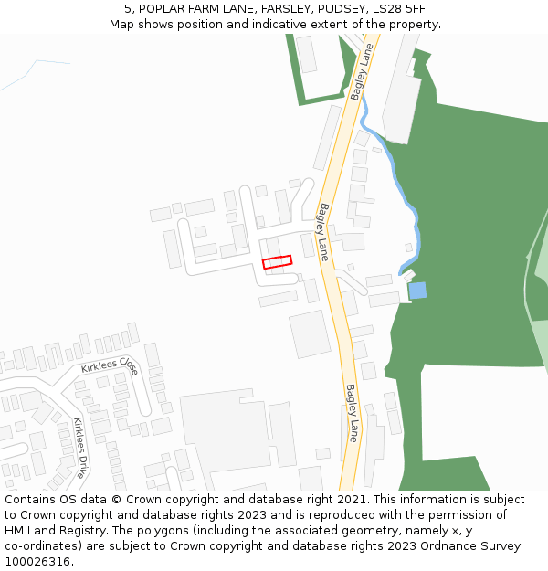 5, POPLAR FARM LANE, FARSLEY, PUDSEY, LS28 5FF: Location map and indicative extent of plot