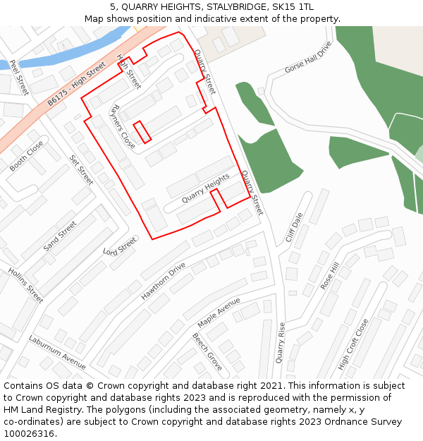 5, QUARRY HEIGHTS, STALYBRIDGE, SK15 1TL: Location map and indicative extent of plot