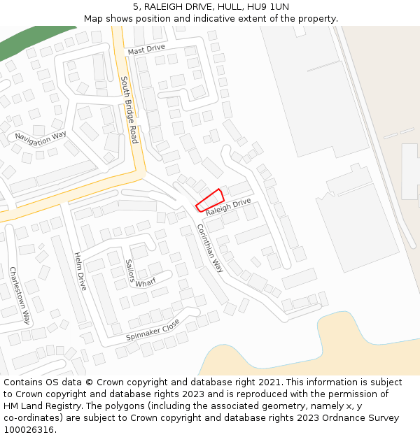 5, RALEIGH DRIVE, HULL, HU9 1UN: Location map and indicative extent of plot