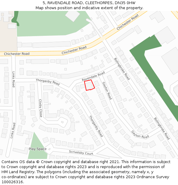 5, RAVENDALE ROAD, CLEETHORPES, DN35 0HW: Location map and indicative extent of plot