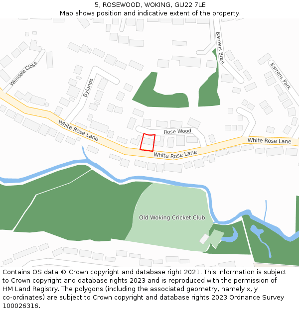 5, ROSEWOOD, WOKING, GU22 7LE: Location map and indicative extent of plot