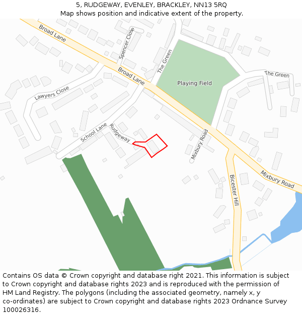 5, RUDGEWAY, EVENLEY, BRACKLEY, NN13 5RQ: Location map and indicative extent of plot