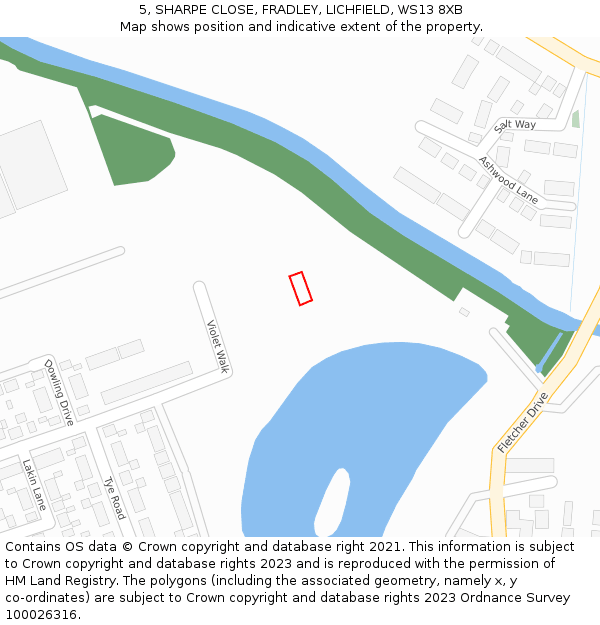 5, SHARPE CLOSE, FRADLEY, LICHFIELD, WS13 8XB: Location map and indicative extent of plot