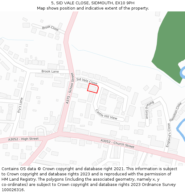 5, SID VALE CLOSE, SIDMOUTH, EX10 9PH: Location map and indicative extent of plot