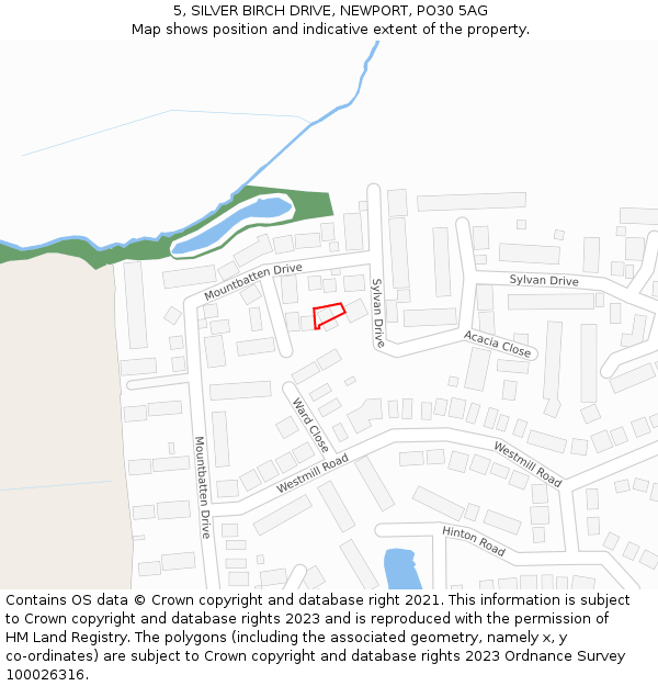 5, SILVER BIRCH DRIVE, NEWPORT, PO30 5AG: Location map and indicative extent of plot