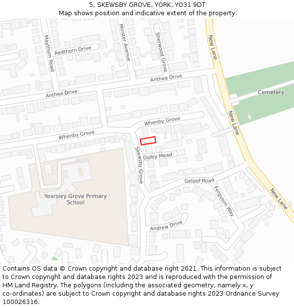 5, SKEWSBY GROVE, YORK, YO31 9DT: Location map and indicative extent of plot