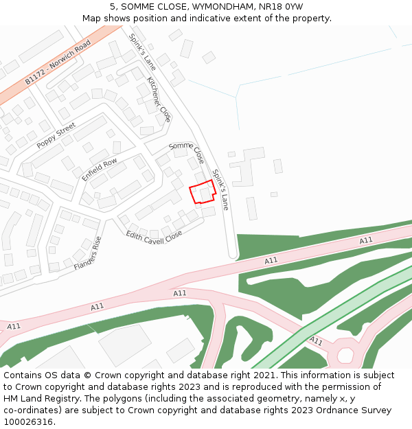 5, SOMME CLOSE, WYMONDHAM, NR18 0YW: Location map and indicative extent of plot