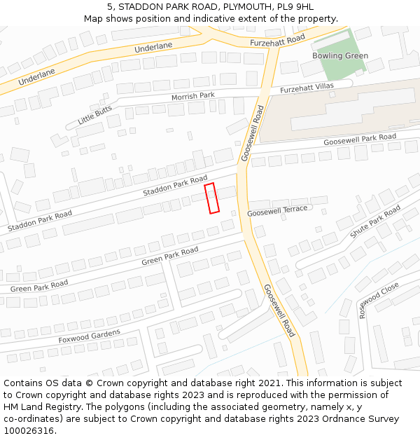 5, STADDON PARK ROAD, PLYMOUTH, PL9 9HL: Location map and indicative extent of plot