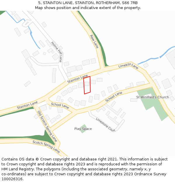 5, STAINTON LANE, STAINTON, ROTHERHAM, S66 7RB: Location map and indicative extent of plot