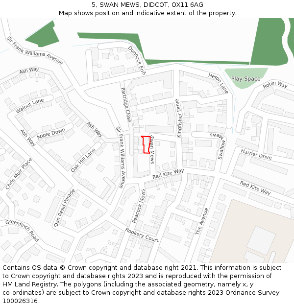 5, SWAN MEWS, DIDCOT, OX11 6AG: Location map and indicative extent of plot