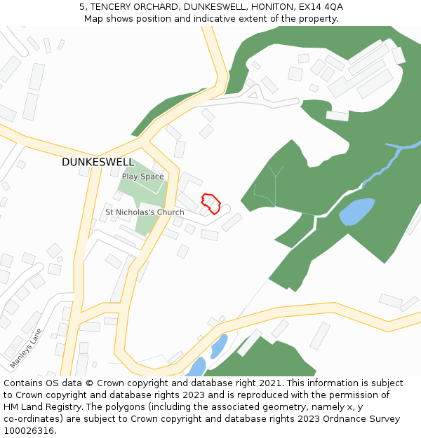 5, TENCERY ORCHARD, DUNKESWELL, HONITON, EX14 4QA: Location map and indicative extent of plot