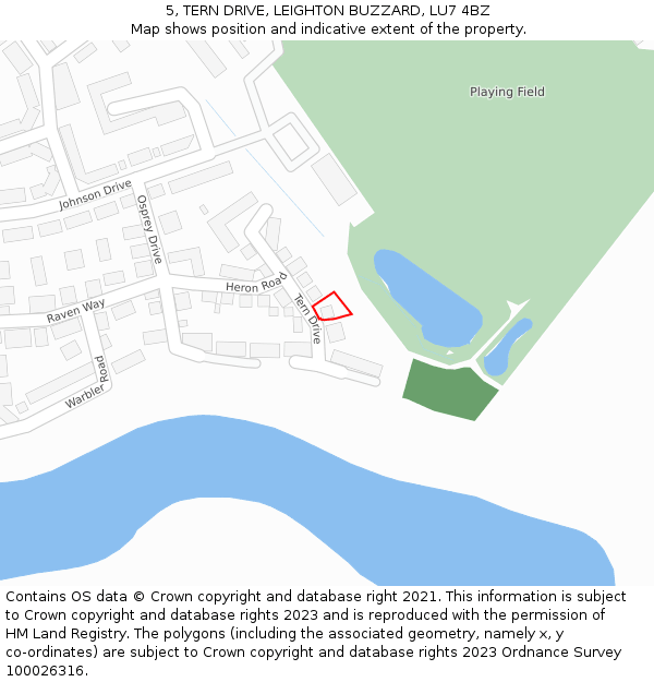 5, TERN DRIVE, LEIGHTON BUZZARD, LU7 4BZ: Location map and indicative extent of plot