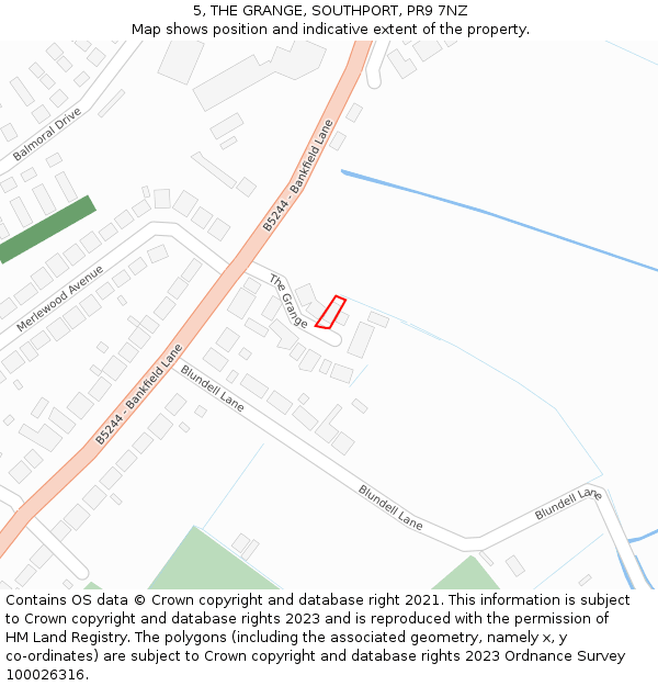 5, THE GRANGE, SOUTHPORT, PR9 7NZ: Location map and indicative extent of plot