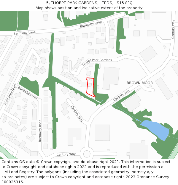 5, THORPE PARK GARDENS, LEEDS, LS15 8FQ: Location map and indicative extent of plot