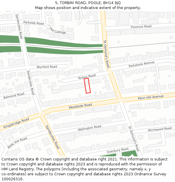 5, TORBAY ROAD, POOLE, BH14 9JQ: Location map and indicative extent of plot