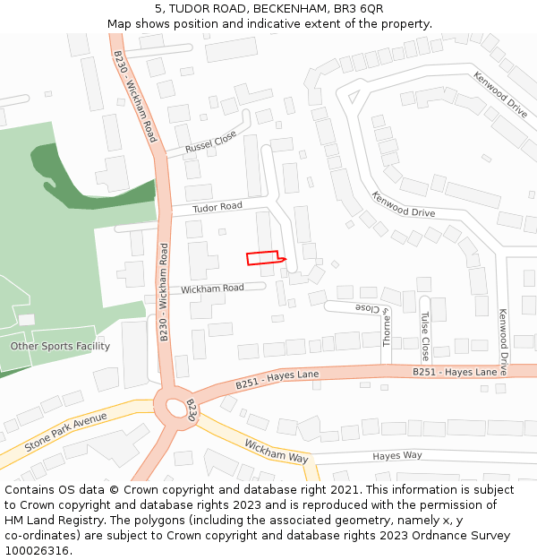 5, TUDOR ROAD, BECKENHAM, BR3 6QR: Location map and indicative extent of plot