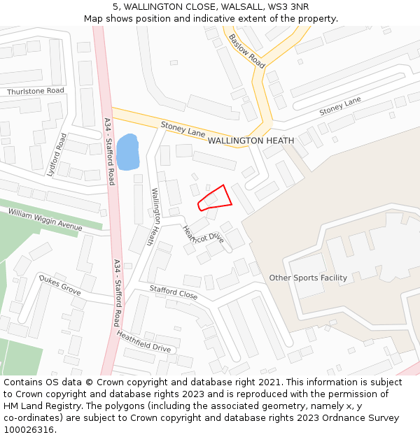 5, WALLINGTON CLOSE, WALSALL, WS3 3NR: Location map and indicative extent of plot