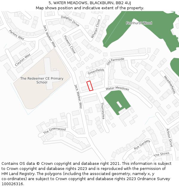 5, WATER MEADOWS, BLACKBURN, BB2 4UJ: Location map and indicative extent of plot