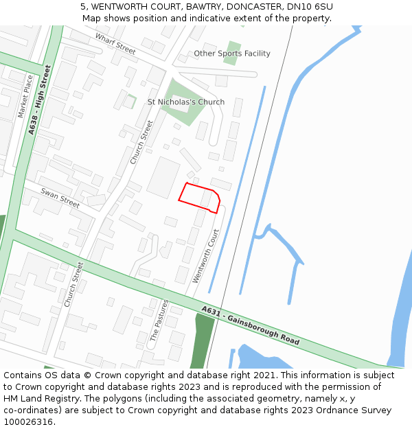 5, WENTWORTH COURT, BAWTRY, DONCASTER, DN10 6SU: Location map and indicative extent of plot