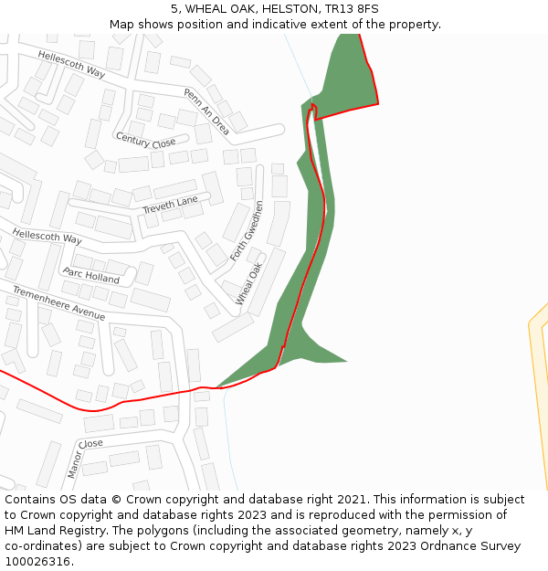 5, WHEAL OAK, HELSTON, TR13 8FS: Location map and indicative extent of plot