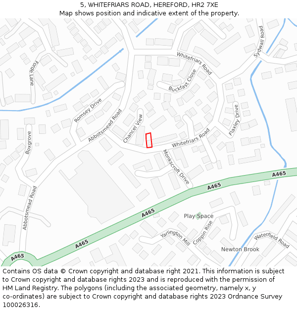 5, WHITEFRIARS ROAD, HEREFORD, HR2 7XE: Location map and indicative extent of plot