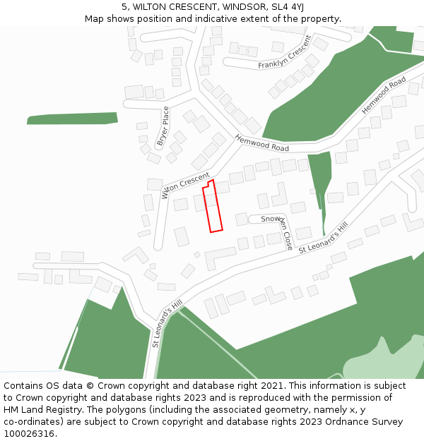 5, WILTON CRESCENT, WINDSOR, SL4 4YJ: Location map and indicative extent of plot