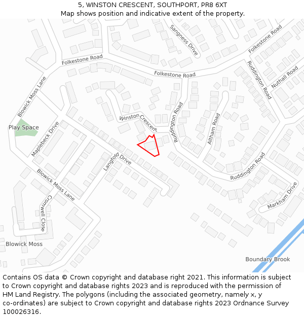 5, WINSTON CRESCENT, SOUTHPORT, PR8 6XT: Location map and indicative extent of plot