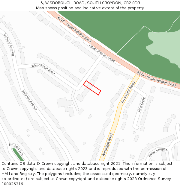 5, WISBOROUGH ROAD, SOUTH CROYDON, CR2 0DR: Location map and indicative extent of plot