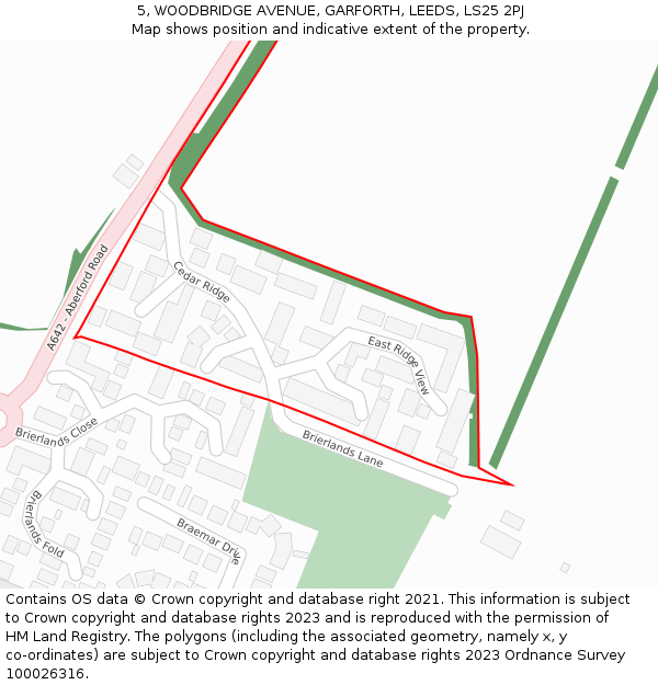 5, WOODBRIDGE AVENUE, GARFORTH, LEEDS, LS25 2PJ: Location map and indicative extent of plot