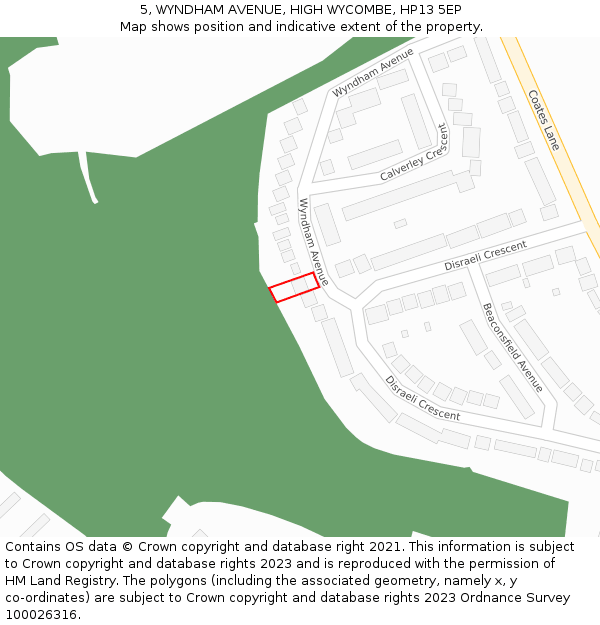 5, WYNDHAM AVENUE, HIGH WYCOMBE, HP13 5EP: Location map and indicative extent of plot