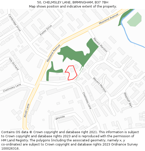 50, CHELMSLEY LANE, BIRMINGHAM, B37 7BH: Location map and indicative extent of plot