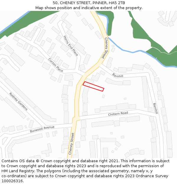 50, CHENEY STREET, PINNER, HA5 2TB: Location map and indicative extent of plot