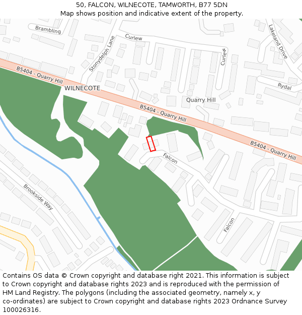 50, FALCON, WILNECOTE, TAMWORTH, B77 5DN: Location map and indicative extent of plot