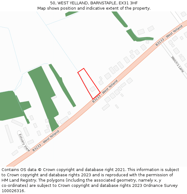 50, WEST YELLAND, BARNSTAPLE, EX31 3HF: Location map and indicative extent of plot