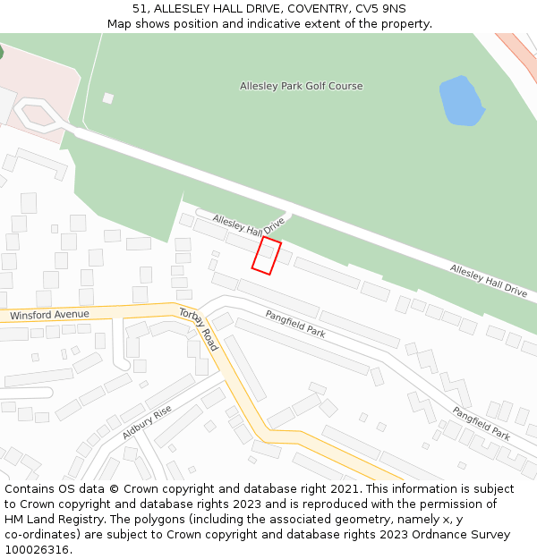 51, ALLESLEY HALL DRIVE, COVENTRY, CV5 9NS: Location map and indicative extent of plot