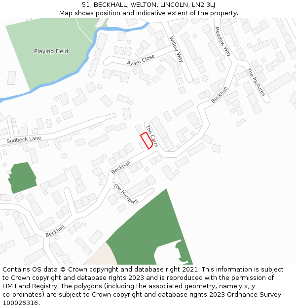 51, BECKHALL, WELTON, LINCOLN, LN2 3LJ: Location map and indicative extent of plot