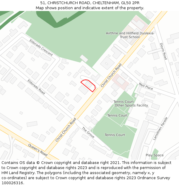 51, CHRISTCHURCH ROAD, CHELTENHAM, GL50 2PR: Location map and indicative extent of plot