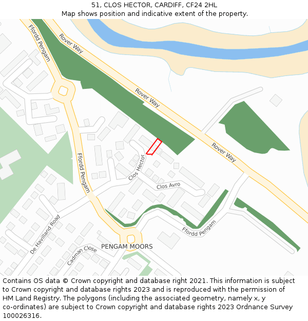 51, CLOS HECTOR, CARDIFF, CF24 2HL: Location map and indicative extent of plot