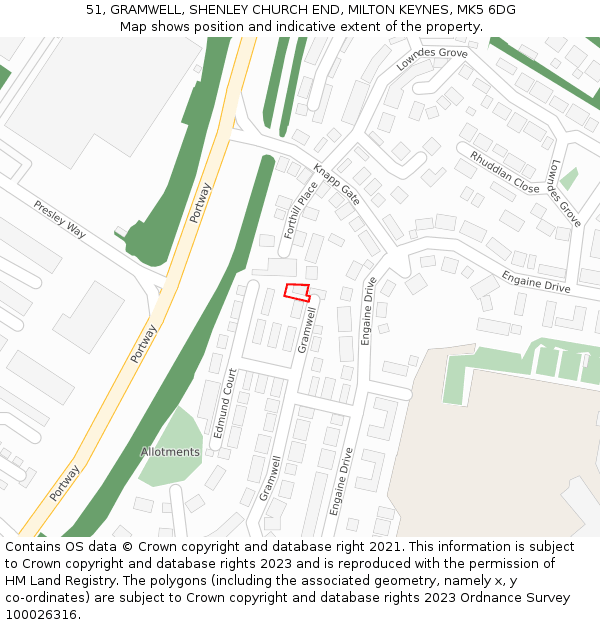 51, GRAMWELL, SHENLEY CHURCH END, MILTON KEYNES, MK5 6DG: Location map and indicative extent of plot