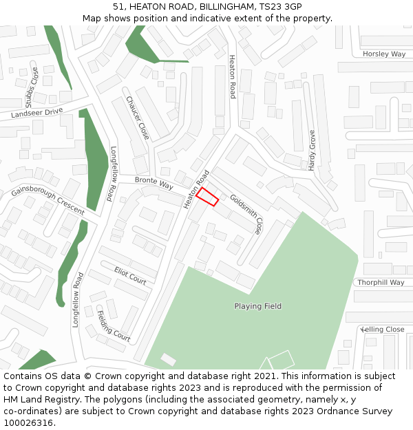 51, HEATON ROAD, BILLINGHAM, TS23 3GP: Location map and indicative extent of plot