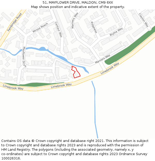 51, MAYFLOWER DRIVE, MALDON, CM9 6XX: Location map and indicative extent of plot