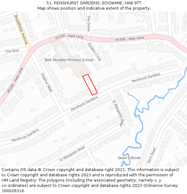 51, PENSHURST GARDENS, EDGWARE, HA8 9TT: Location map and indicative extent of plot