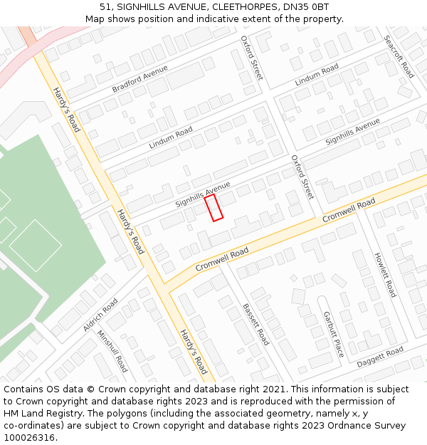 51, SIGNHILLS AVENUE, CLEETHORPES, DN35 0BT: Location map and indicative extent of plot