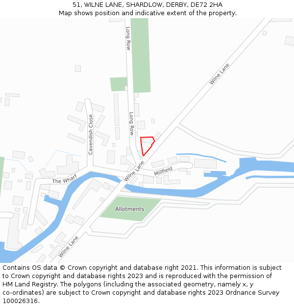 51, WILNE LANE, SHARDLOW, DERBY, DE72 2HA: Location map and indicative extent of plot