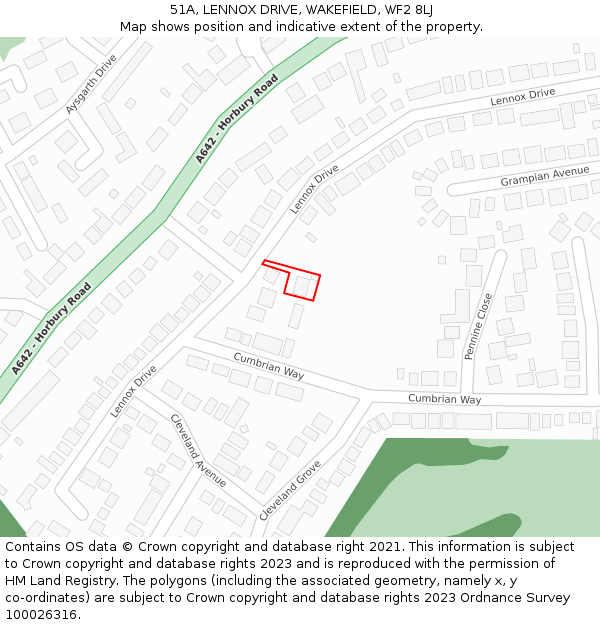 51A, LENNOX DRIVE, WAKEFIELD, WF2 8LJ: Location map and indicative extent of plot