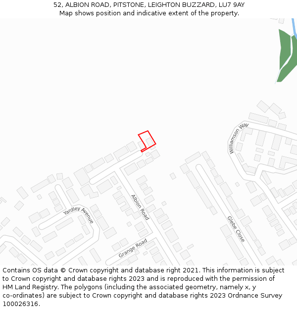 52, ALBION ROAD, PITSTONE, LEIGHTON BUZZARD, LU7 9AY: Location map and indicative extent of plot