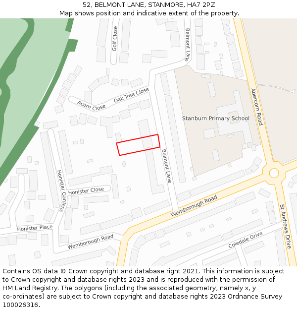 52, BELMONT LANE, STANMORE, HA7 2PZ: Location map and indicative extent of plot