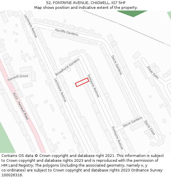 52, FONTAYNE AVENUE, CHIGWELL, IG7 5HF: Location map and indicative extent of plot