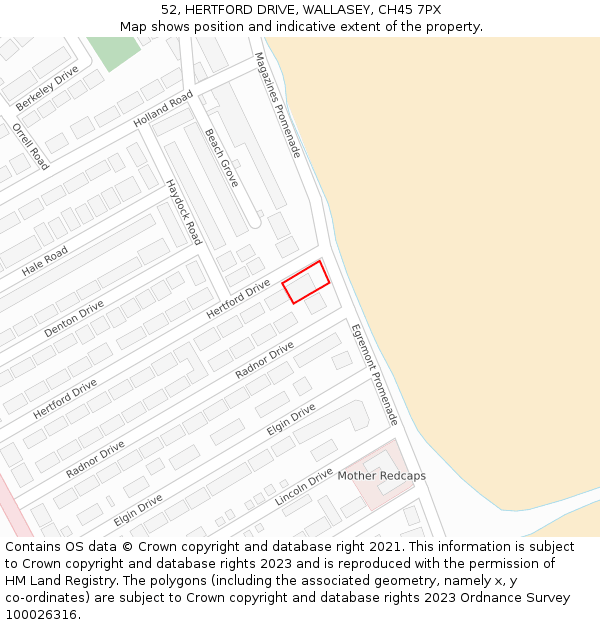 52, HERTFORD DRIVE, WALLASEY, CH45 7PX: Location map and indicative extent of plot