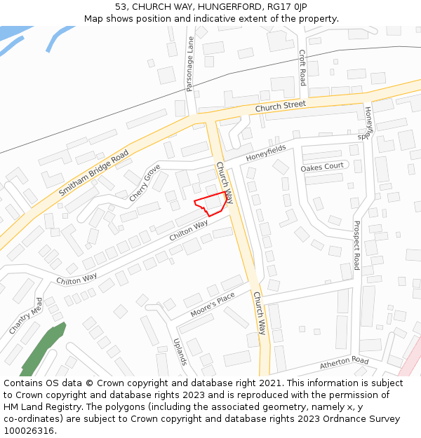 53, CHURCH WAY, HUNGERFORD, RG17 0JP: Location map and indicative extent of plot